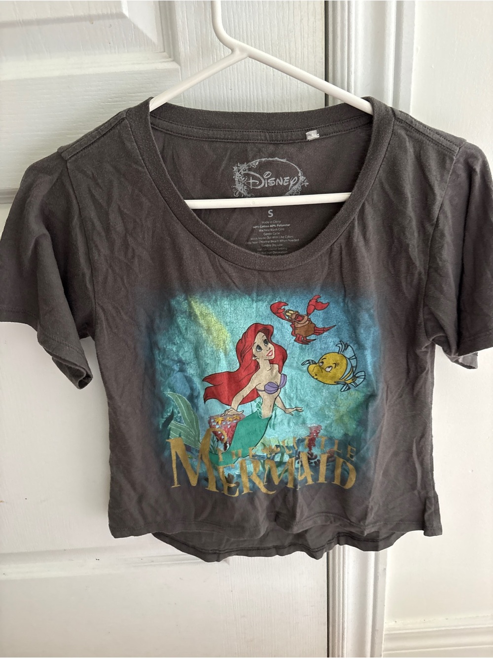 Disney Black Short-Sleeve The Little Mermaid Tee with Aqua and Gold Graphic